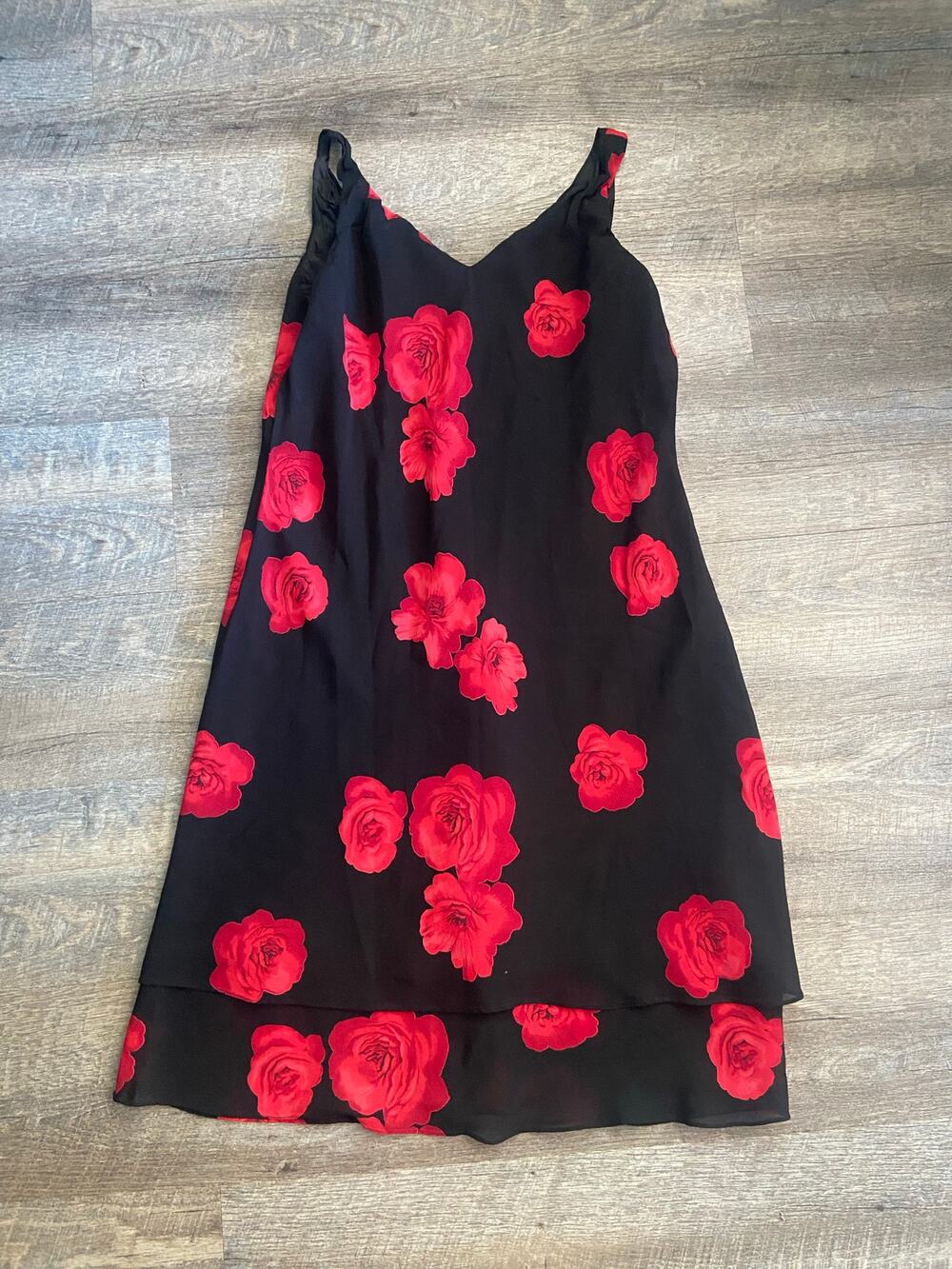 Jones New York Vintage 90s Floral Bias Cut Black Dress Size 12